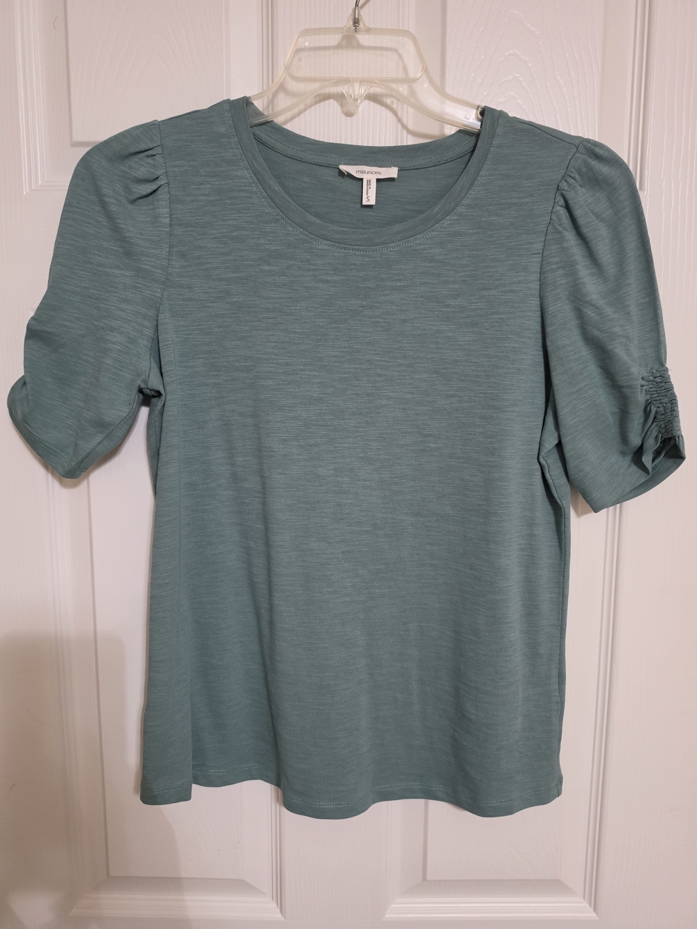 Maurices Puff Sleeve Crew Neck Top in Dusty Teal